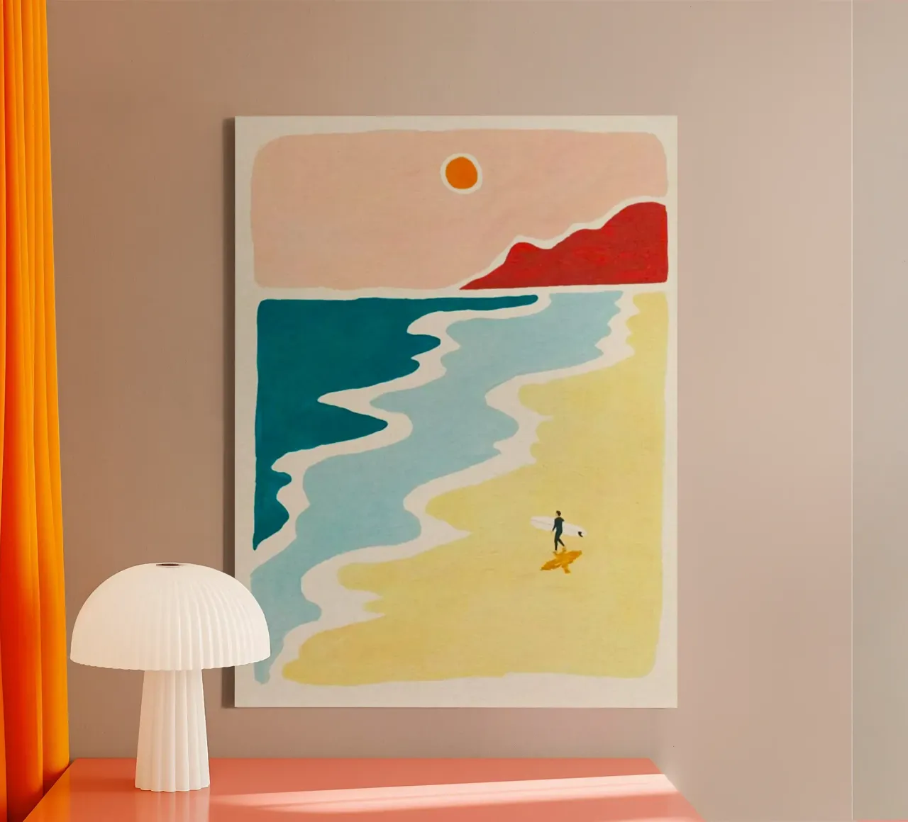 curve wave beach canvas with Floater frame by melts