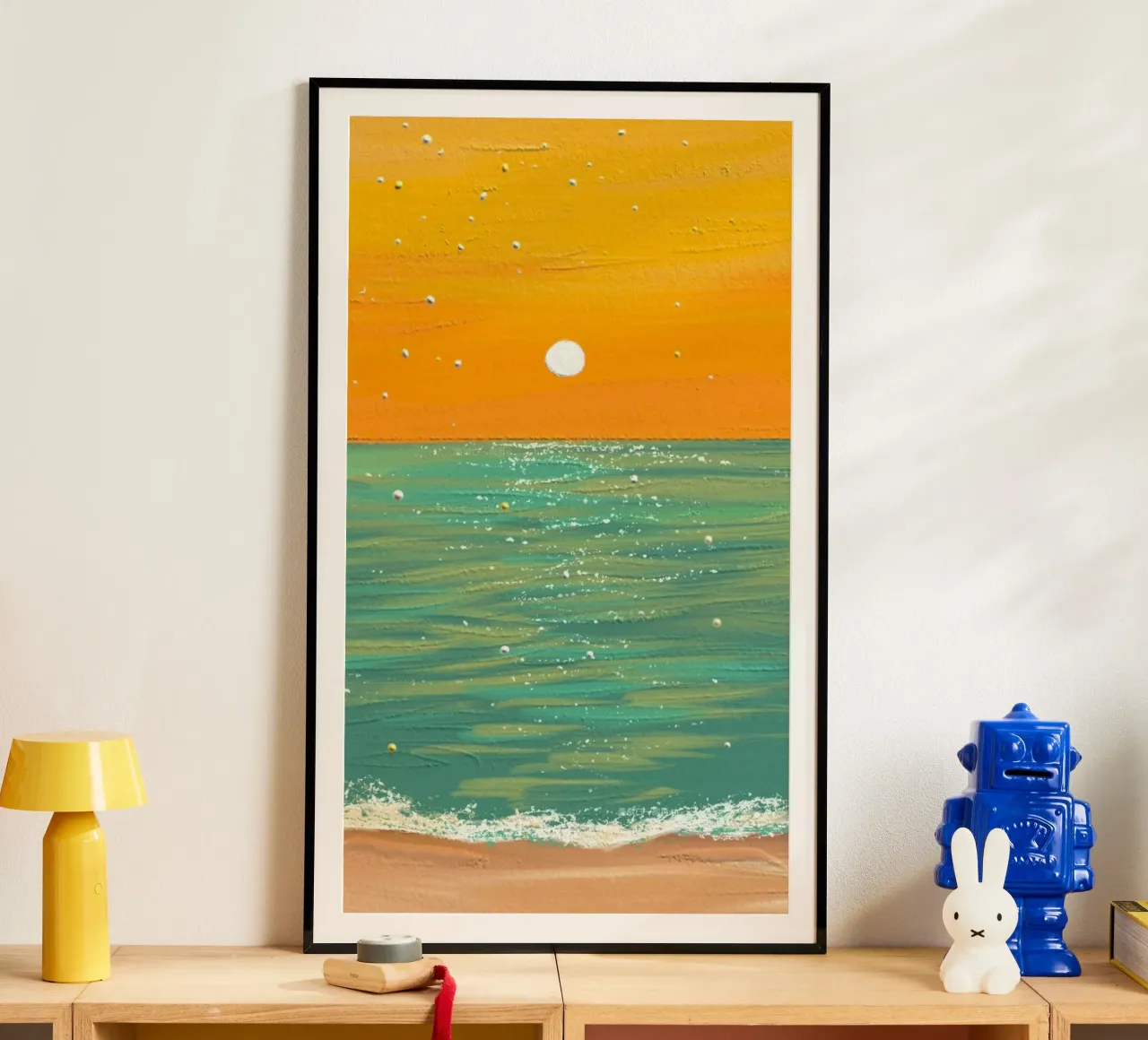ocean and sunset poster con telaio in alluminio da hamily