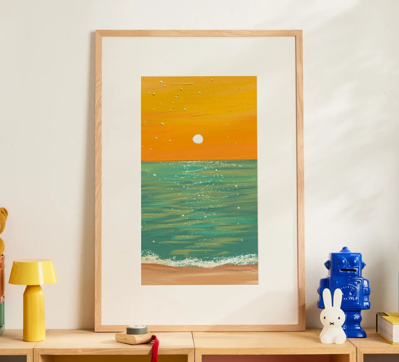 ocean and sunset poster con telaio in alluminio da hamily
