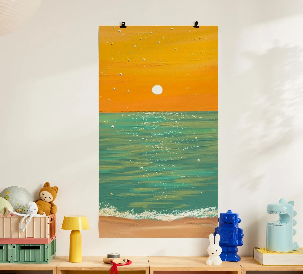 ocean and sunset poster con telaio in alluminio da hamily