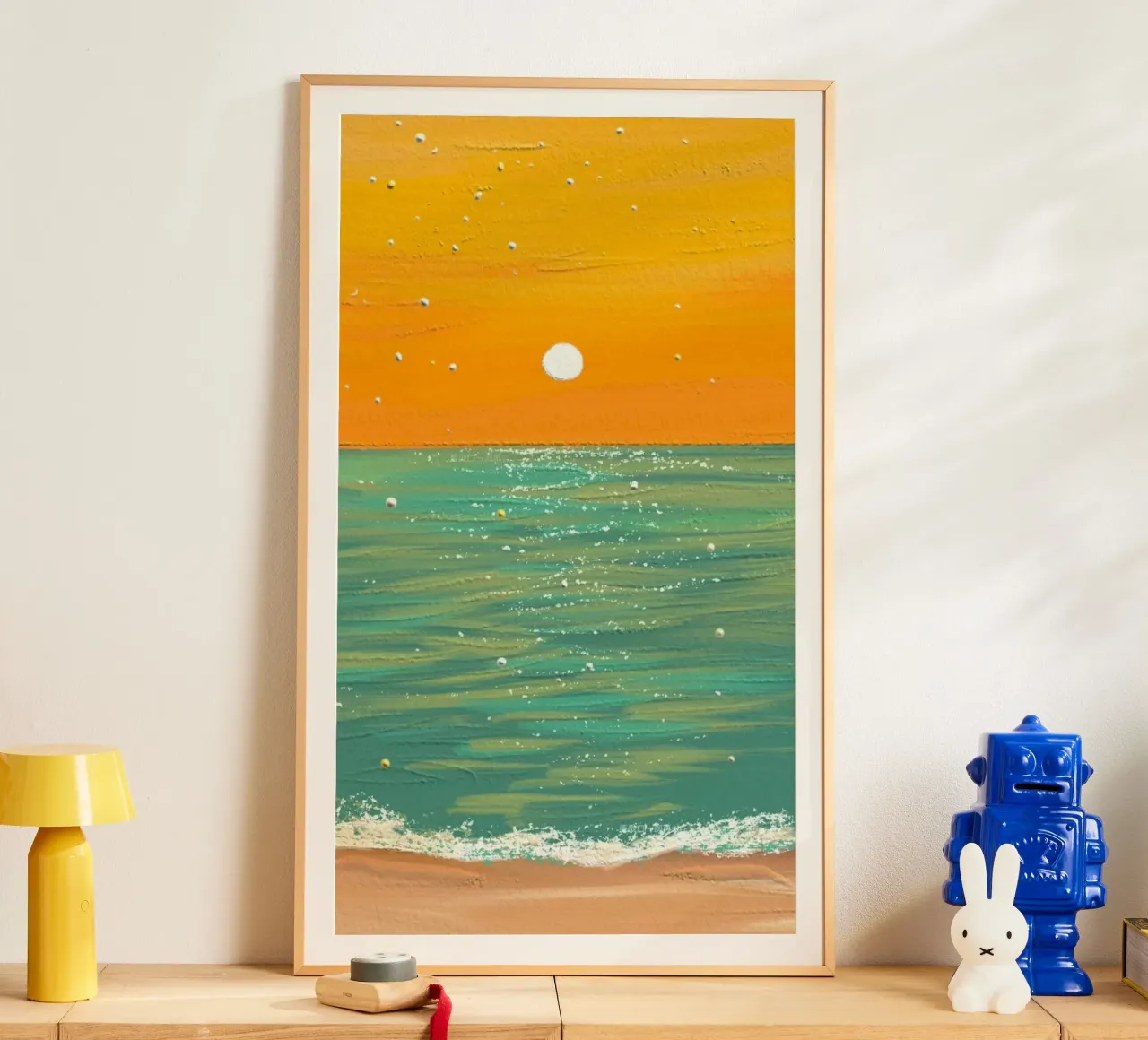 ocean and sunset poster con telaio in alluminio da hamily