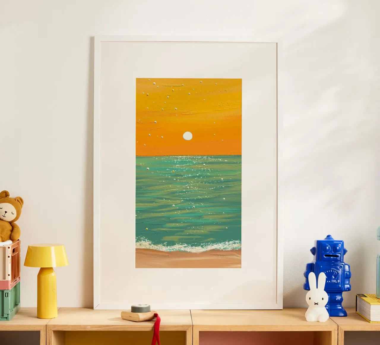 ocean and sunset poster con telaio in alluminio da hamily