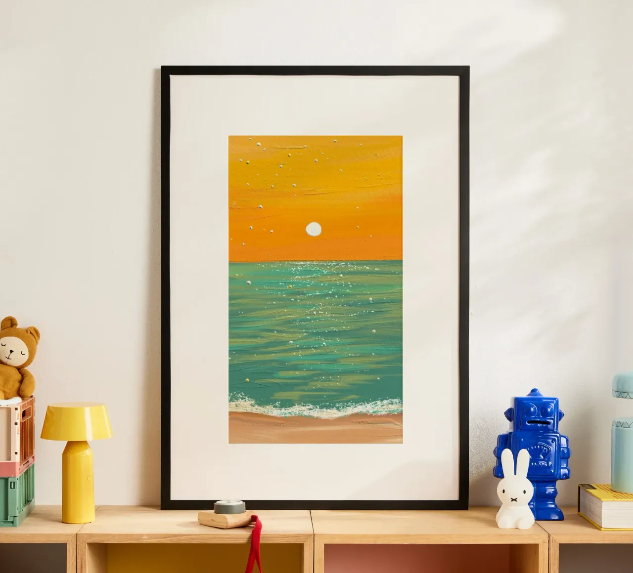 ocean and sunset poster con telaio in alluminio da hamily