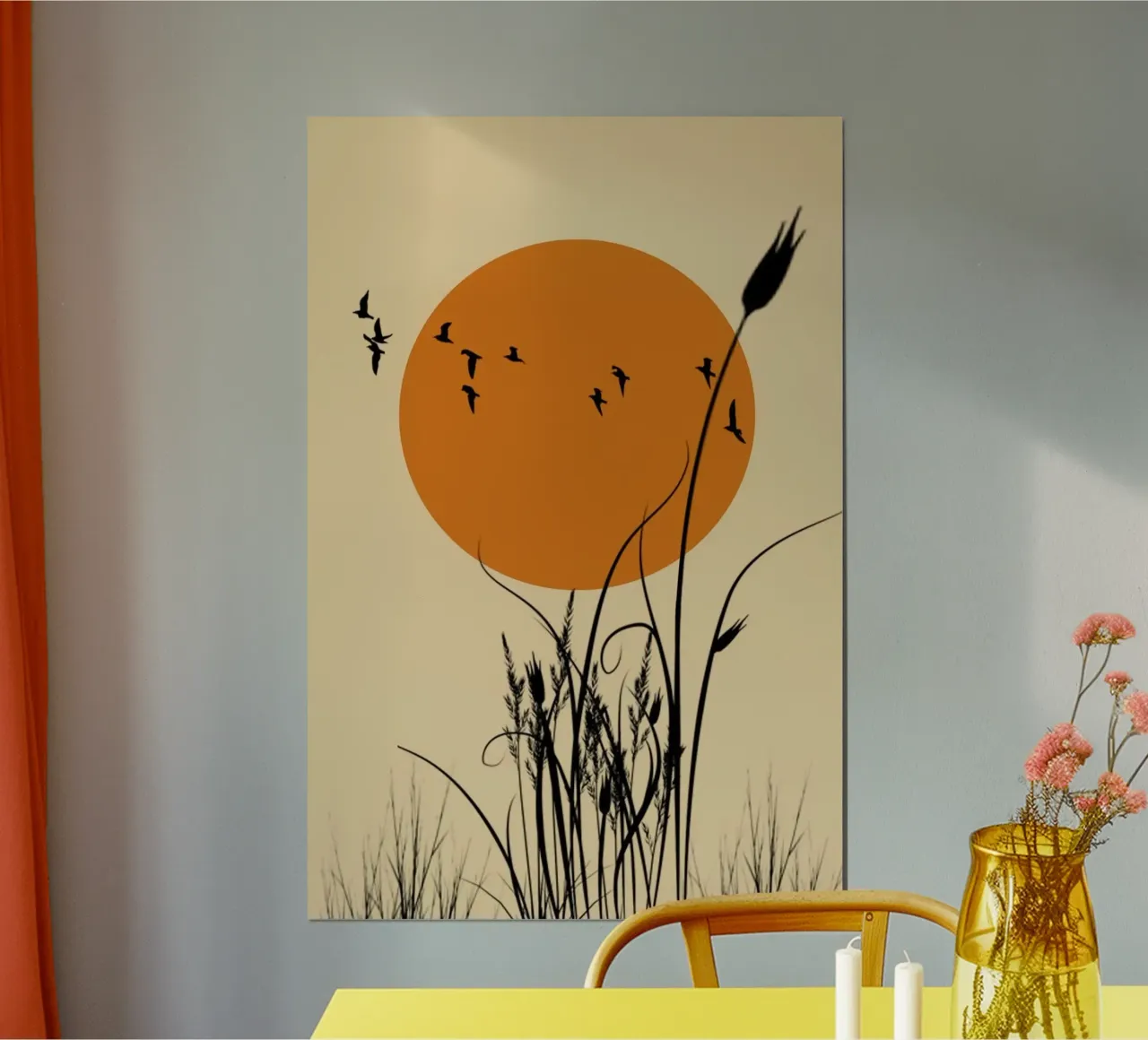 fly bird through sun poster con telaio in plastica da hamily