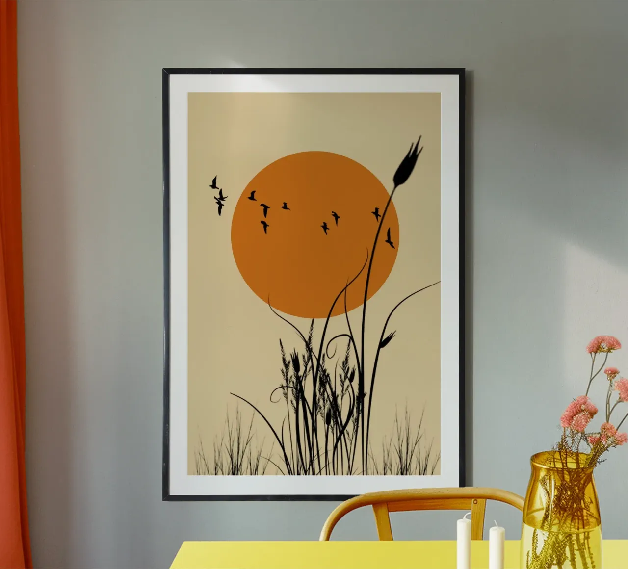 fly bird through sun poster con telaio in plastica da hamily