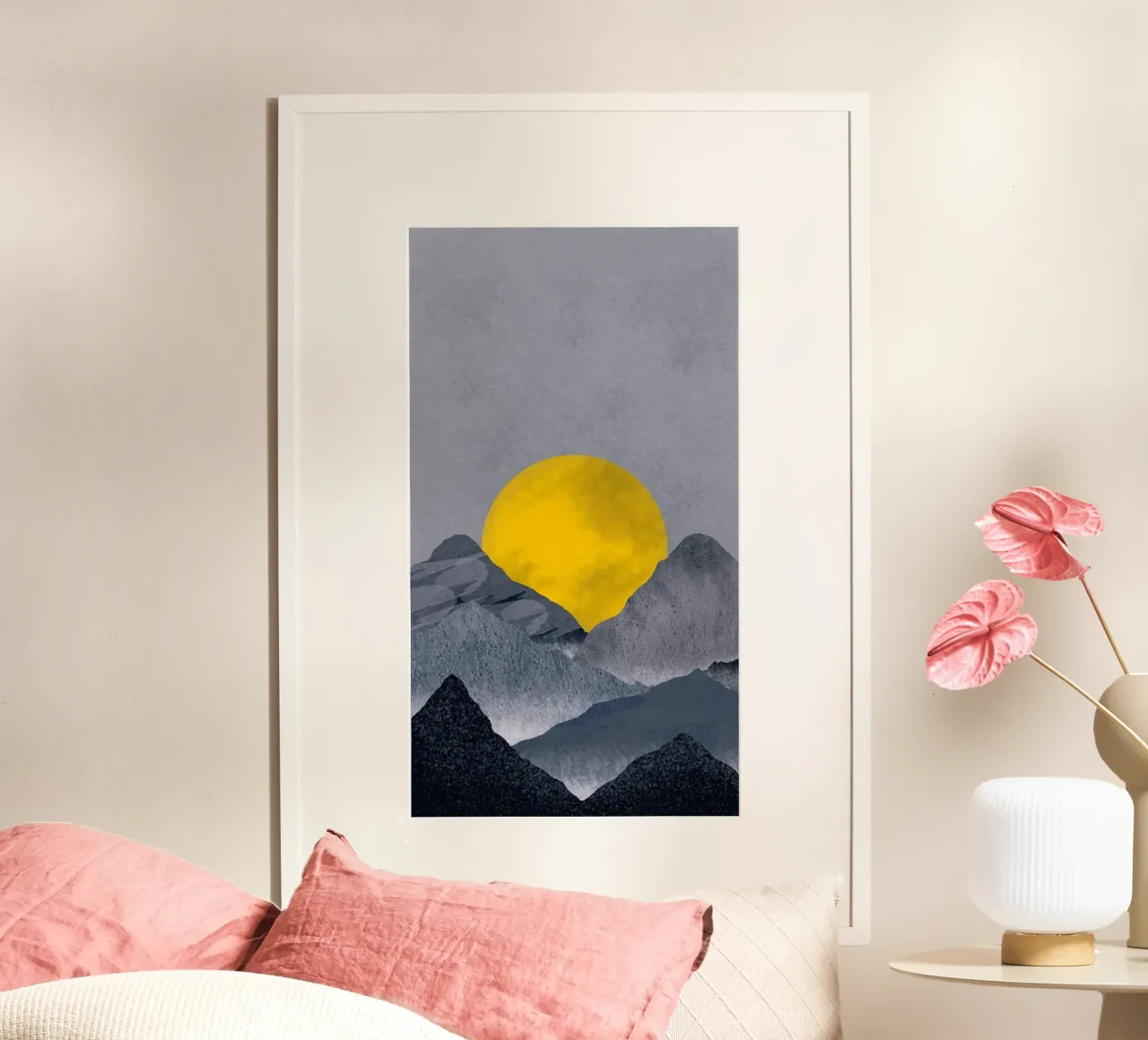 wave mountain and moon poster da hamily