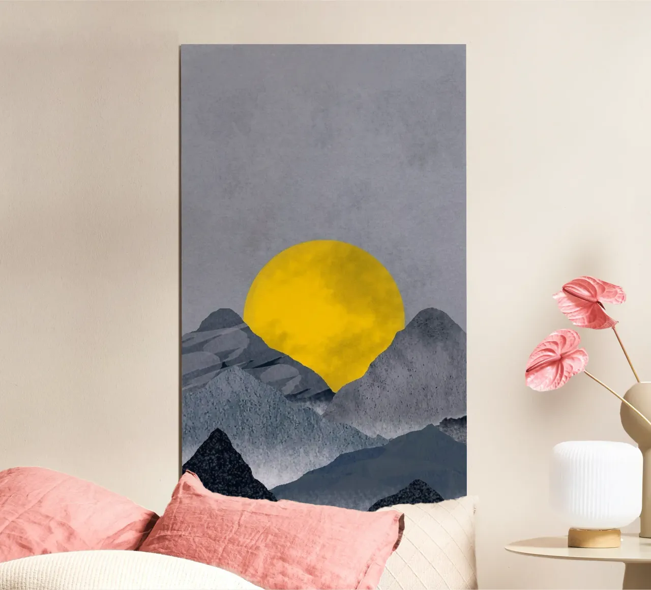 wave mountain and moon poster da hamily