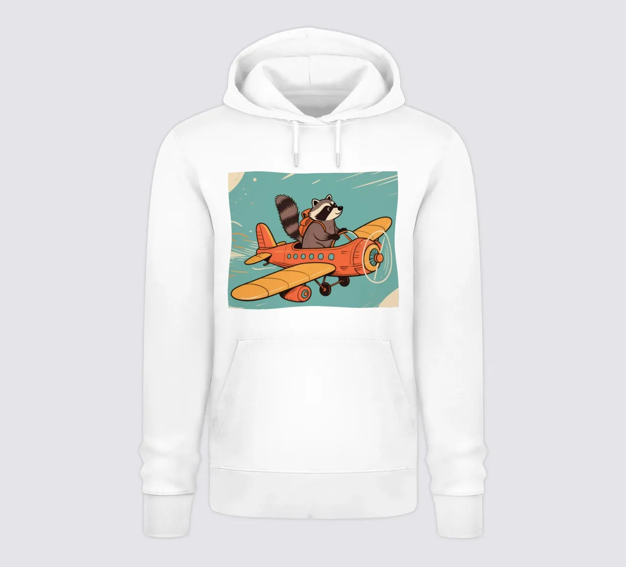 funny raccoon with plane felpa con cappuccio da knowledge