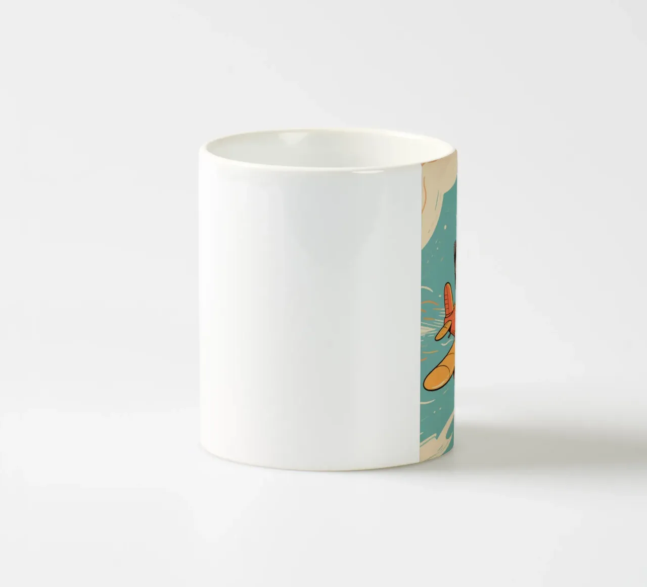 funny raccoon with plane tazza in ceramica da knowledge