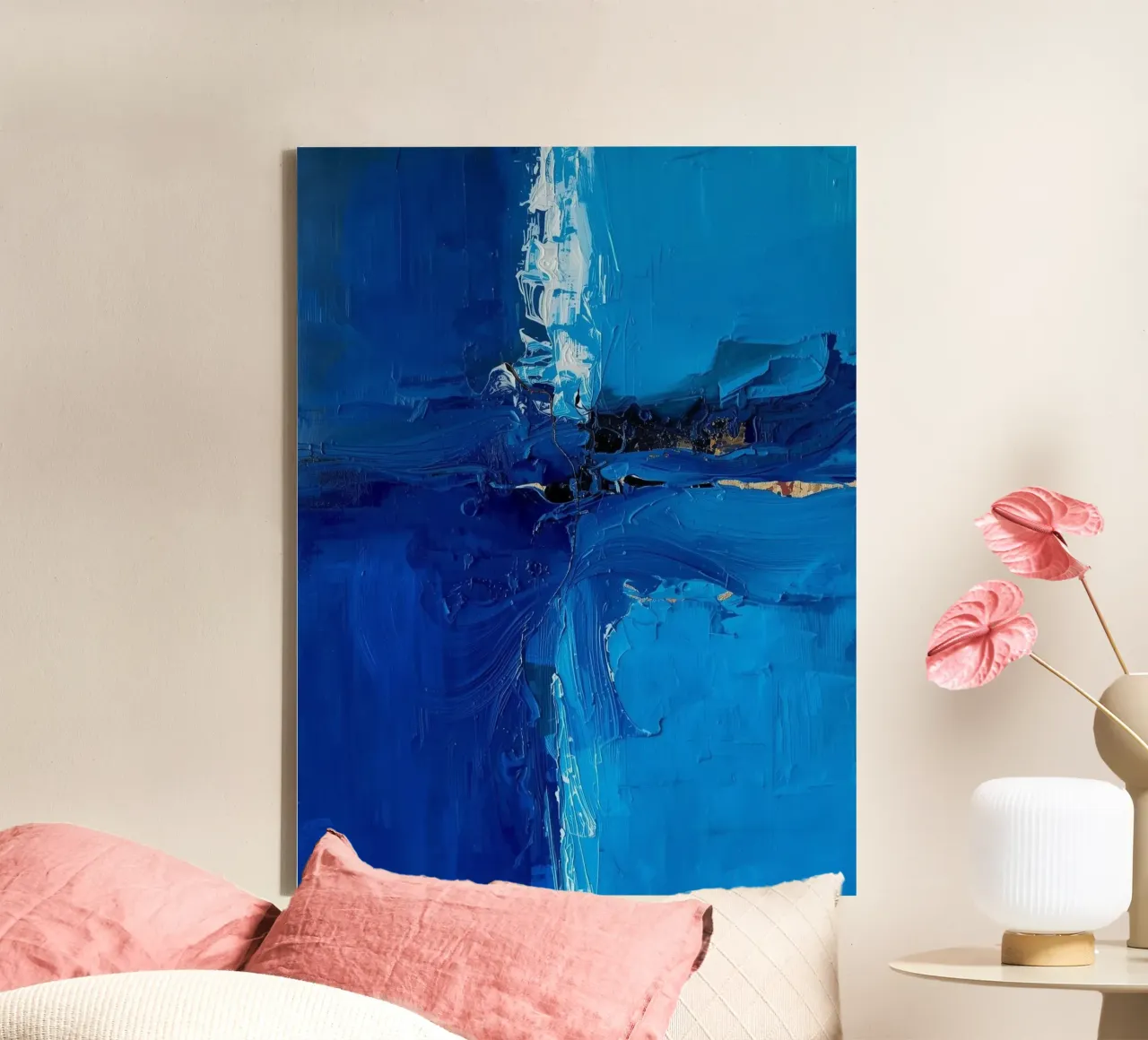 Stille Strömung – Farbverläufe in Blau canvas with Floater frame by Grünkraftwerk