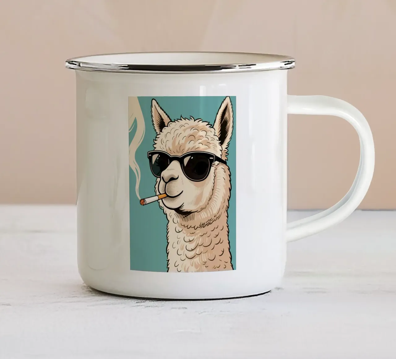 smoking alpaca tazza in smalto da knowledge