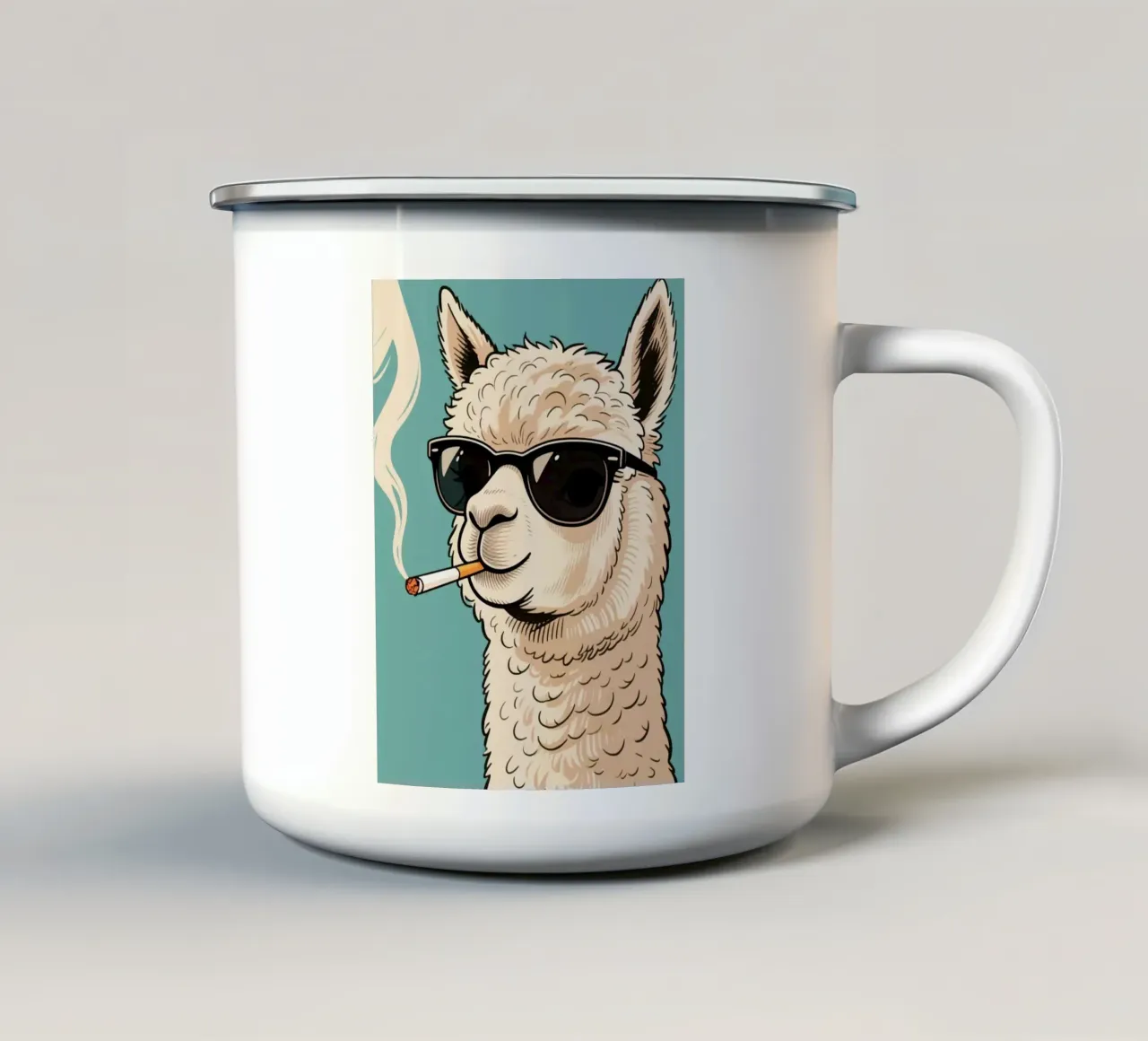 smoking alpaca tazza in smalto da knowledge