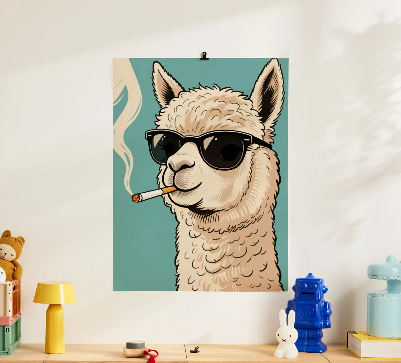 smoking alpaca poster da knowledge