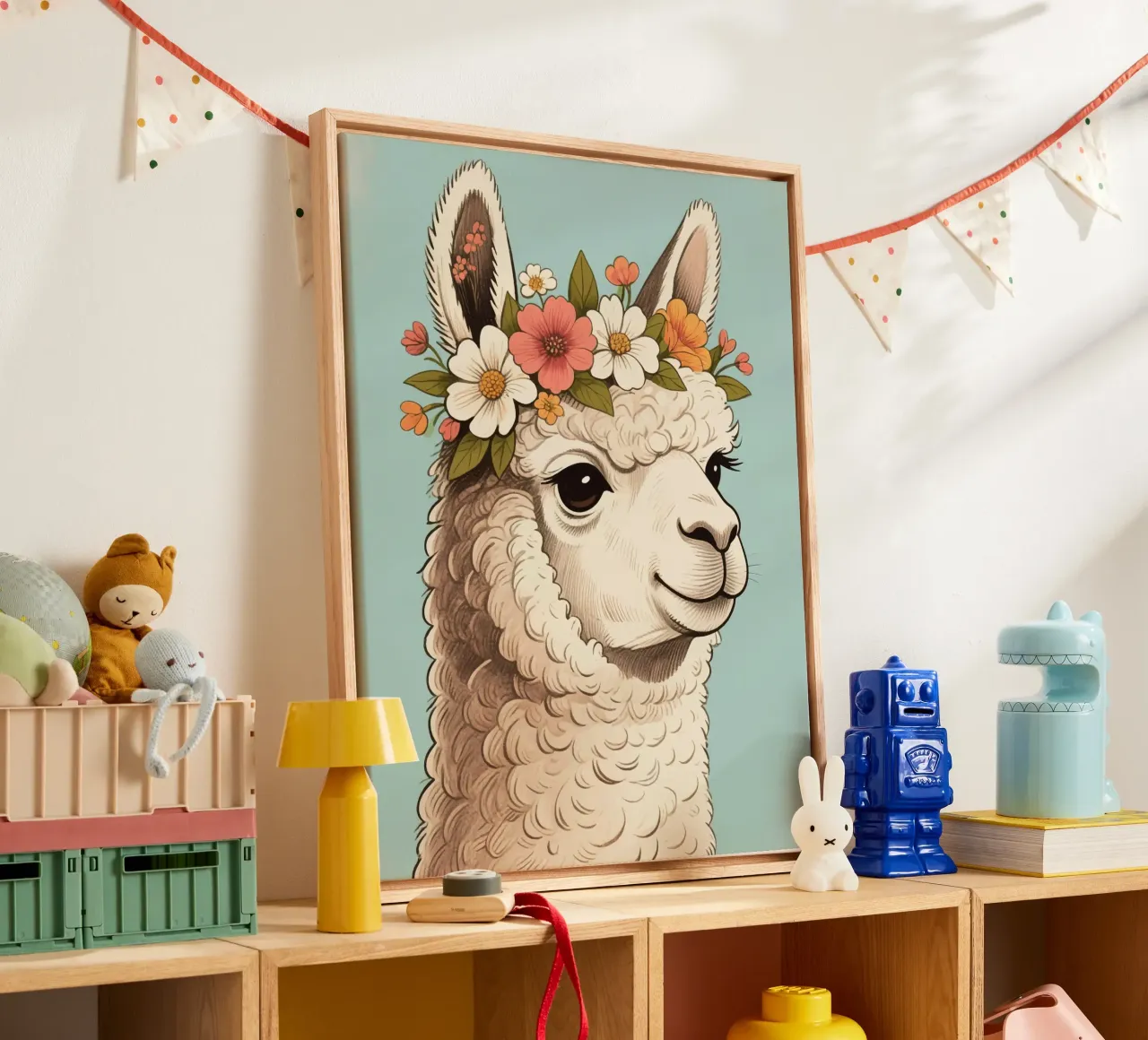 alpaca flower bloom tela con Cornice a cassetta da knowledge