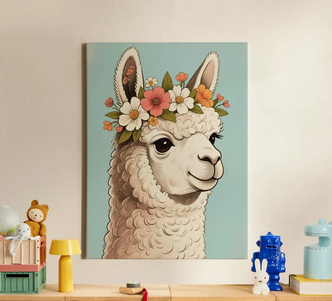 alpaca flower bloom tela con Cornice a cassetta da knowledge