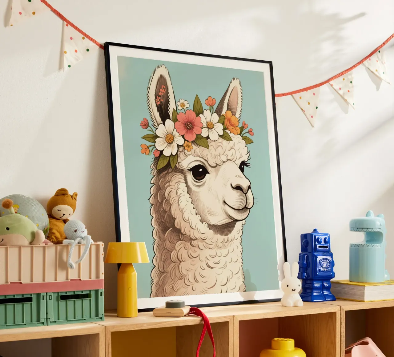 alpaca flower bloom poster da knowledge
