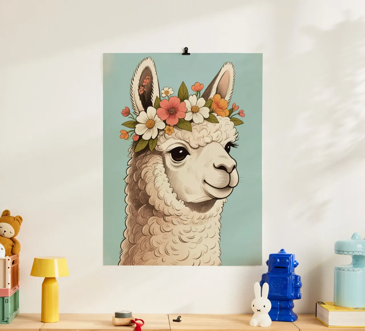 alpaca flower bloom poster da knowledge