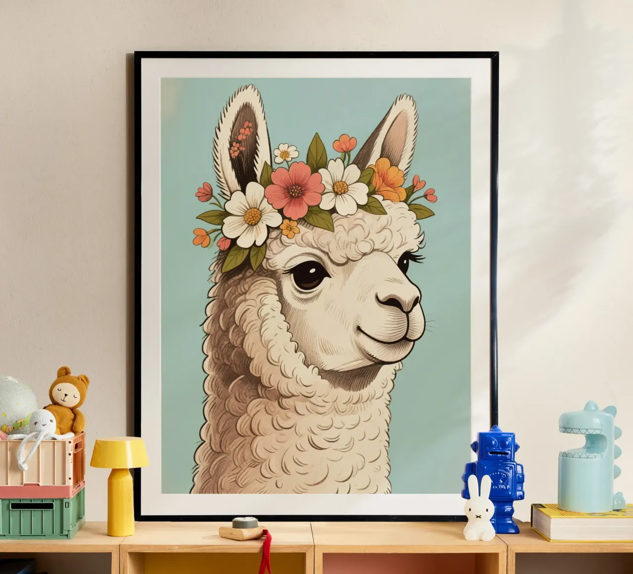alpaca flower bloom poster da knowledge
