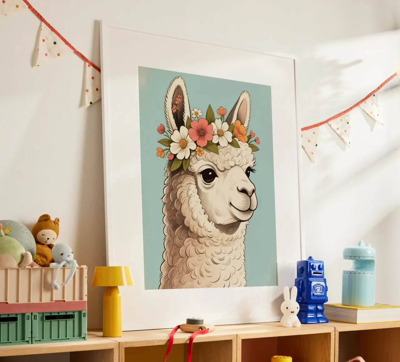 alpaca flower bloom poster da knowledge