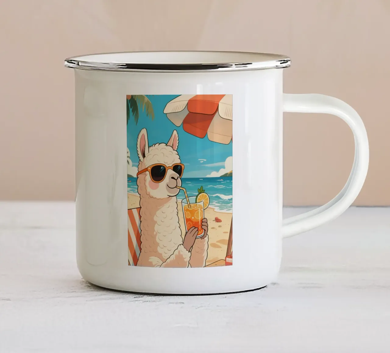 alpacas on vacation at the beach tazza in smalto da knowledge