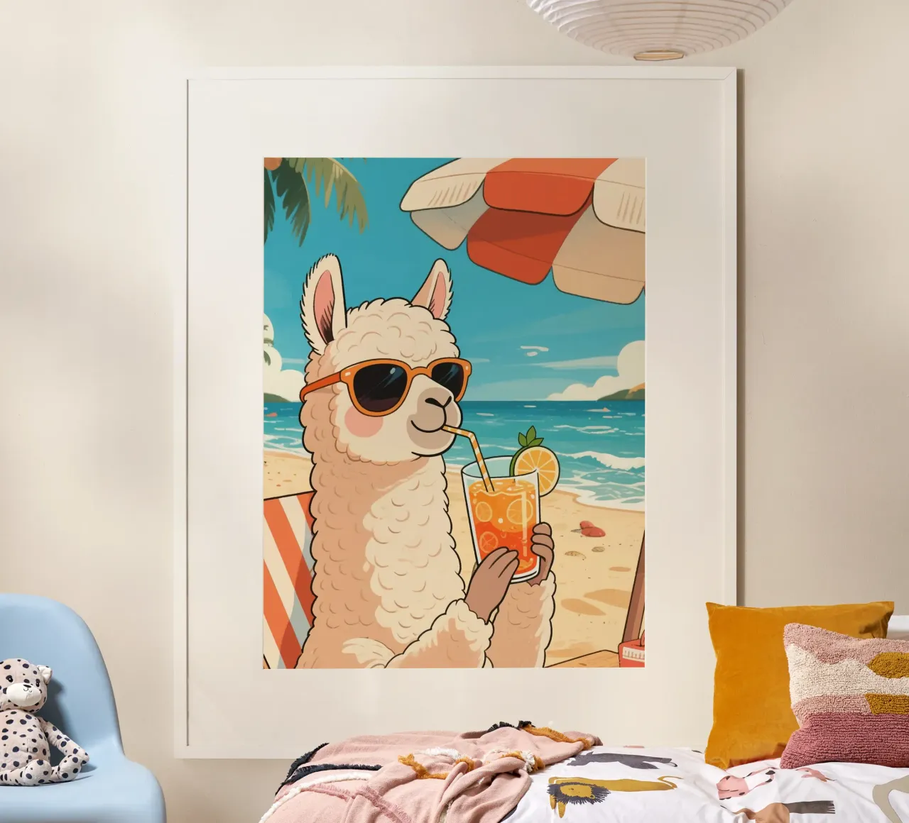 alpacas on vacation at the beach poster da knowledge
