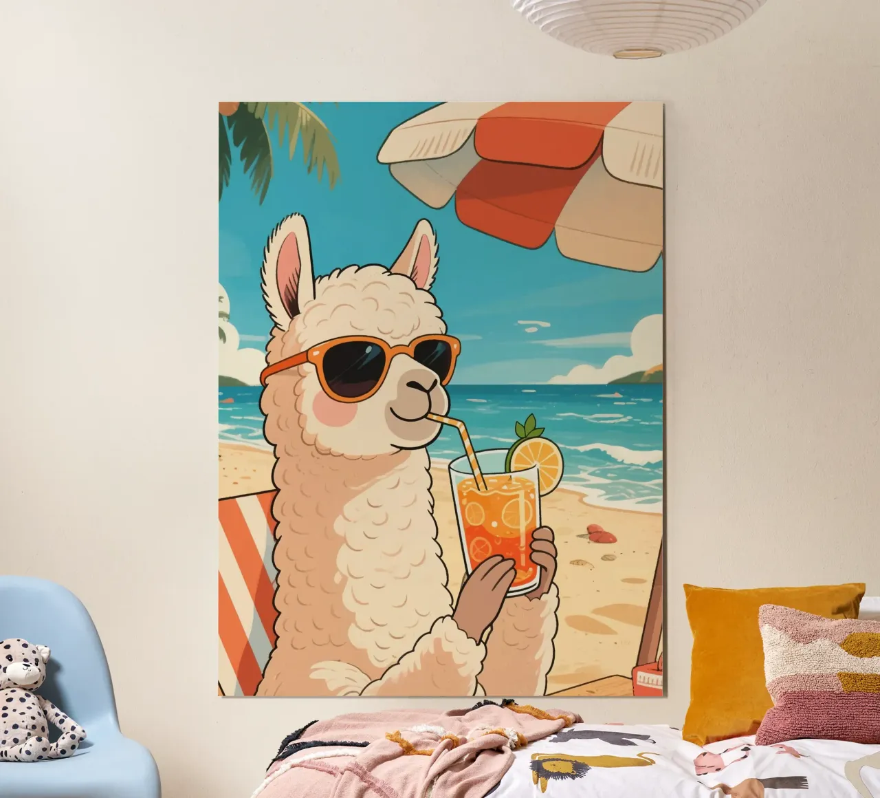 alpacas on vacation at the beach poster da knowledge