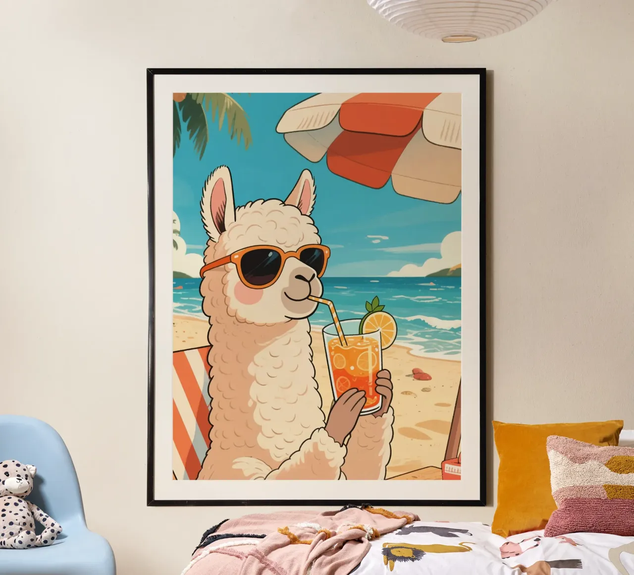 alpacas on vacation at the beach poster da knowledge