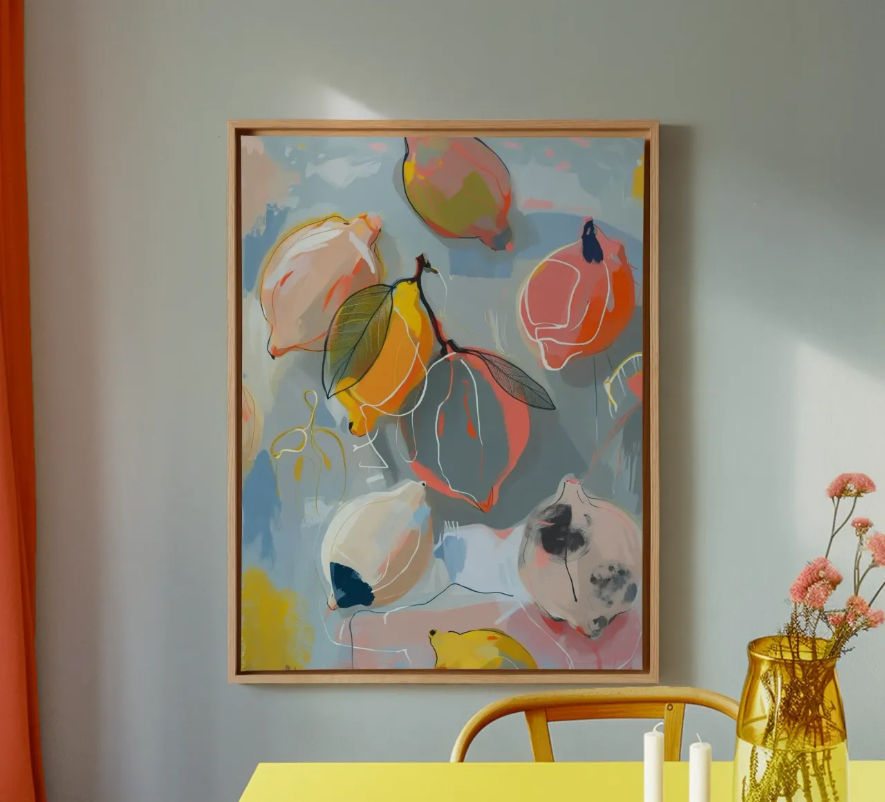 Zitronen canvas with Floater frame by Grünkraftwerk