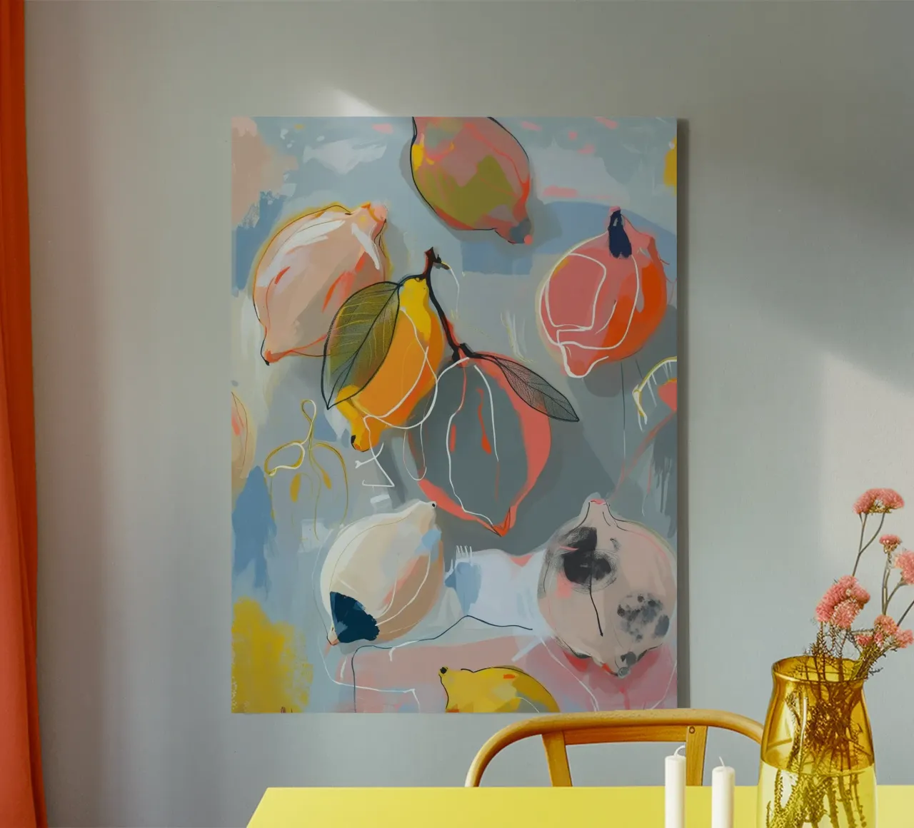 Zitronen canvas with Floater frame by Grünkraftwerk
