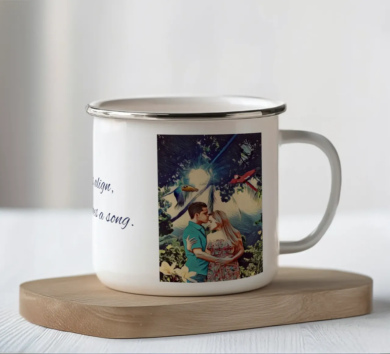 Gli amanti tazza in smalto da The Crows Perspective