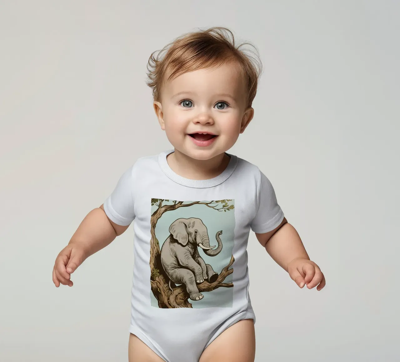 elephant on a tree body neonato maniche corte da knowledge