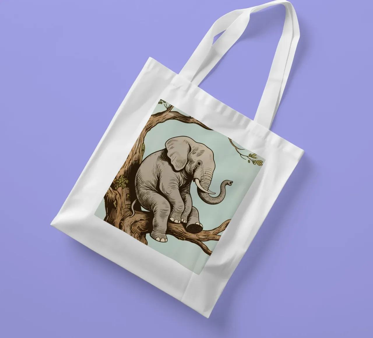 elephant on a tree borsa in juta da knowledge