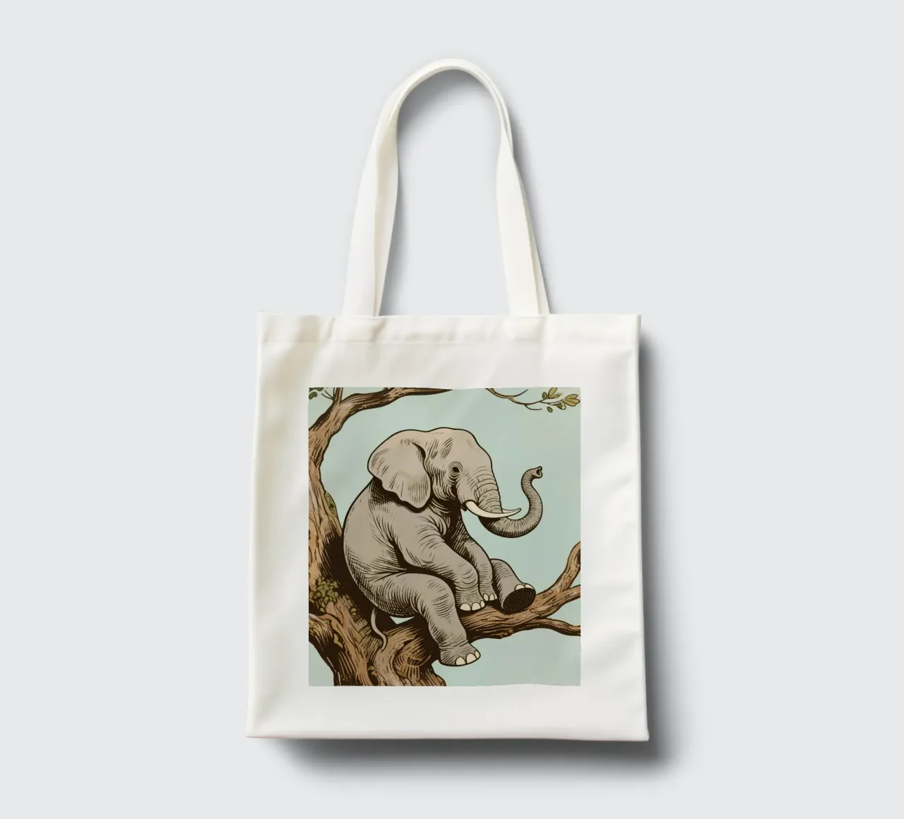 elephant on a tree borsa in juta da knowledge