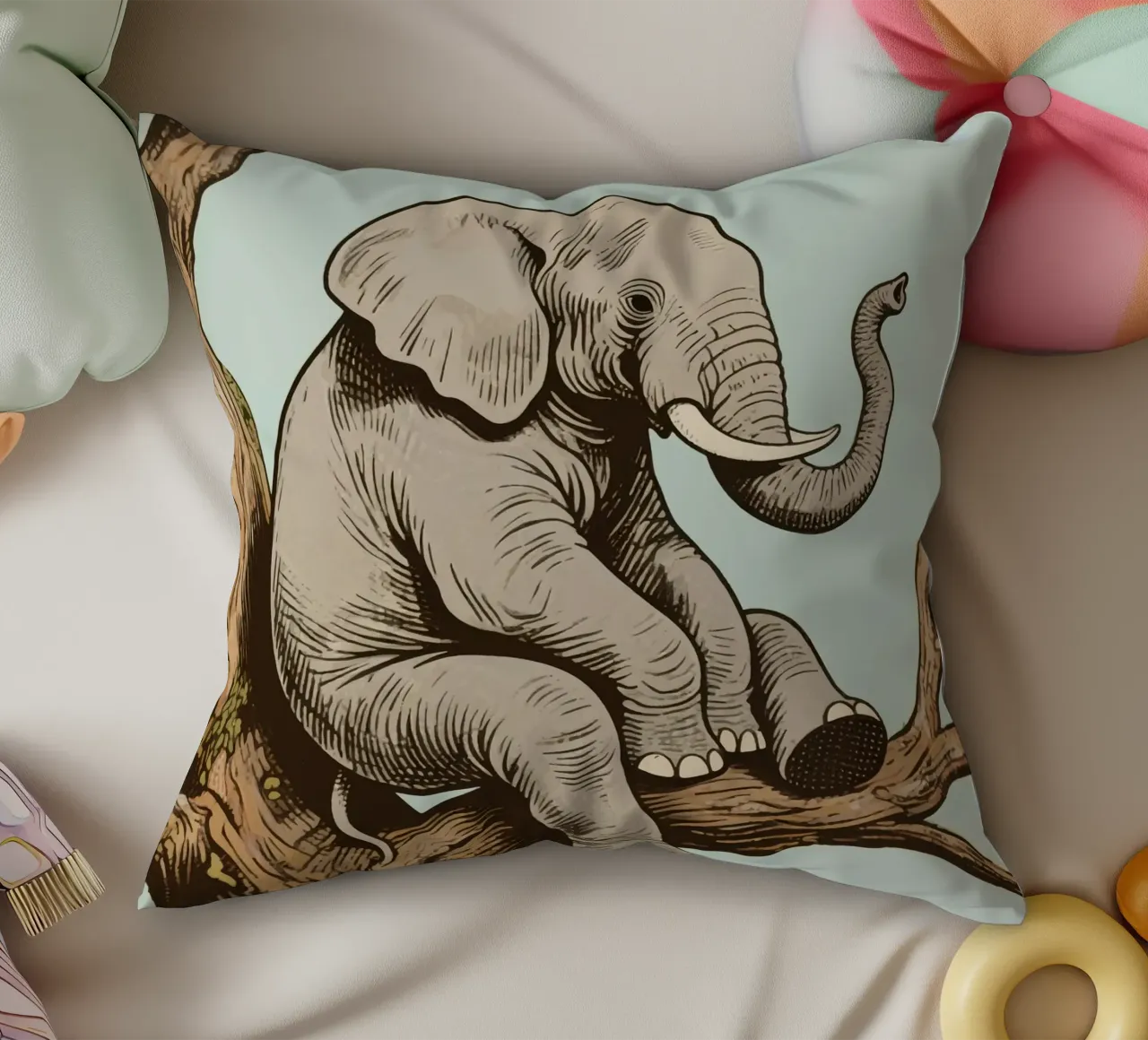 elephant on a tree cuscino da knowledge