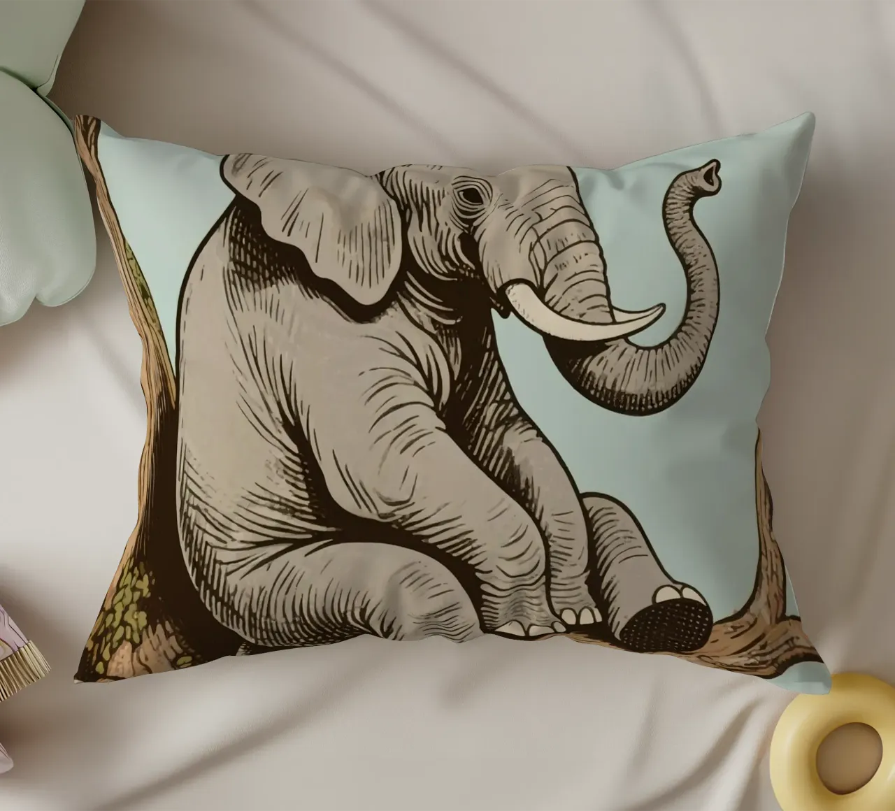 elephant on a tree cuscino da knowledge