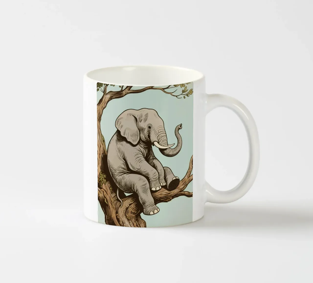 elephant on a tree tazza in ceramica da knowledge