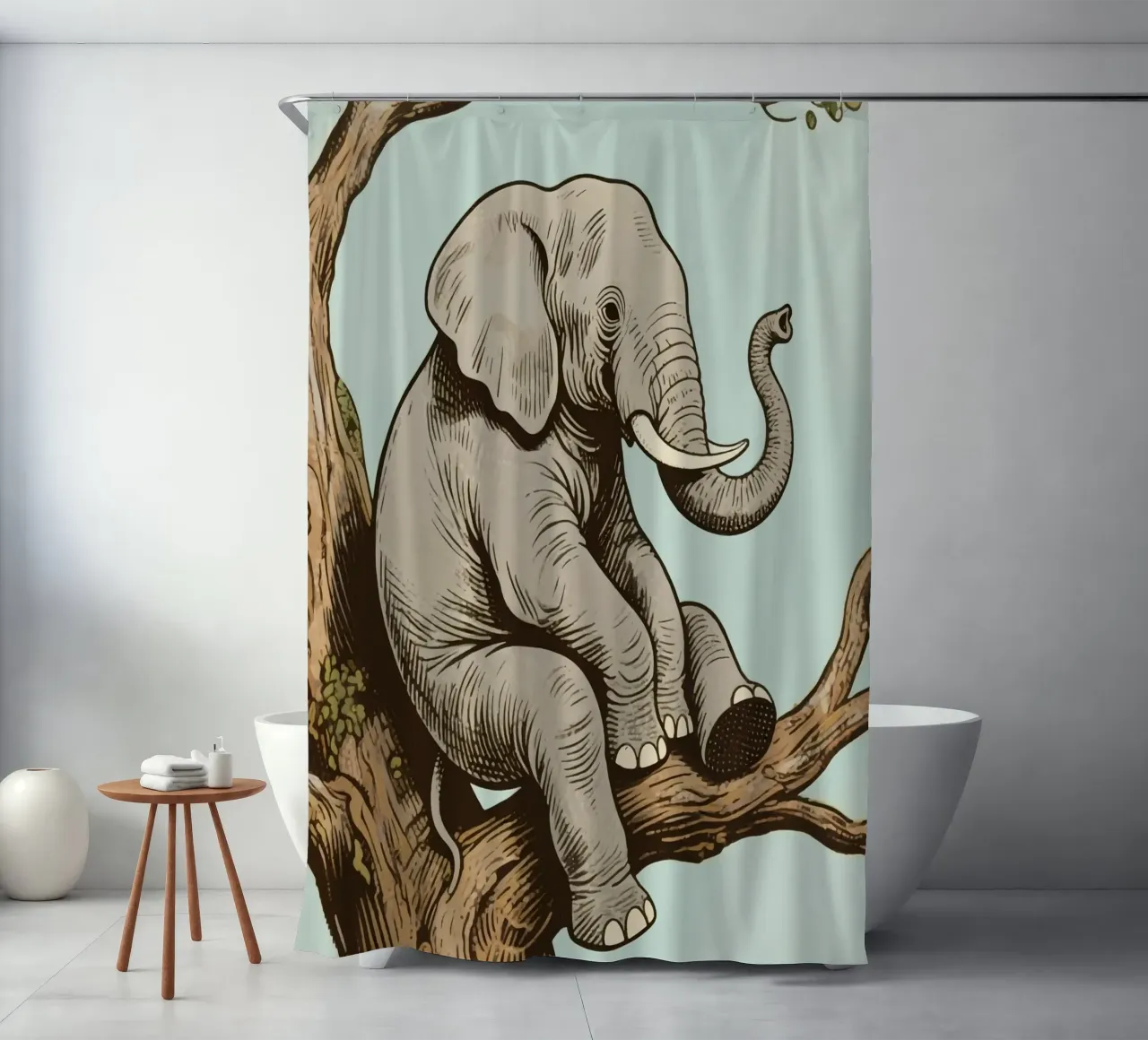elephant on a tree tenda da doccia da knowledge