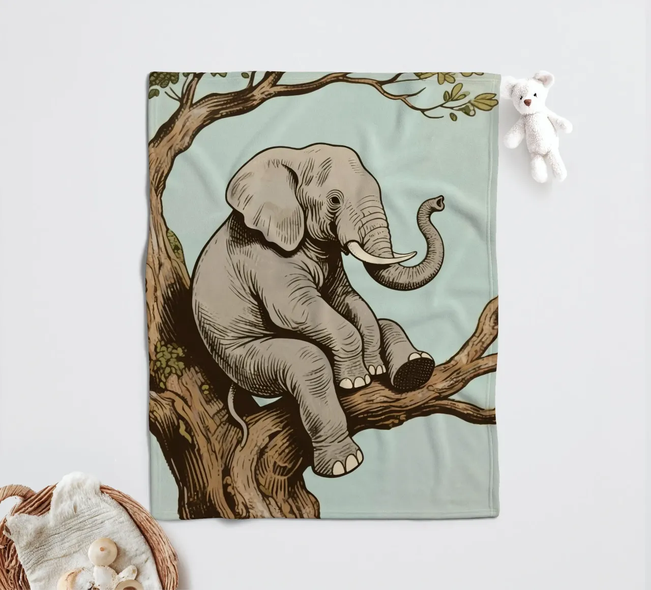 elephant on a tree coperta in pile da knowledge