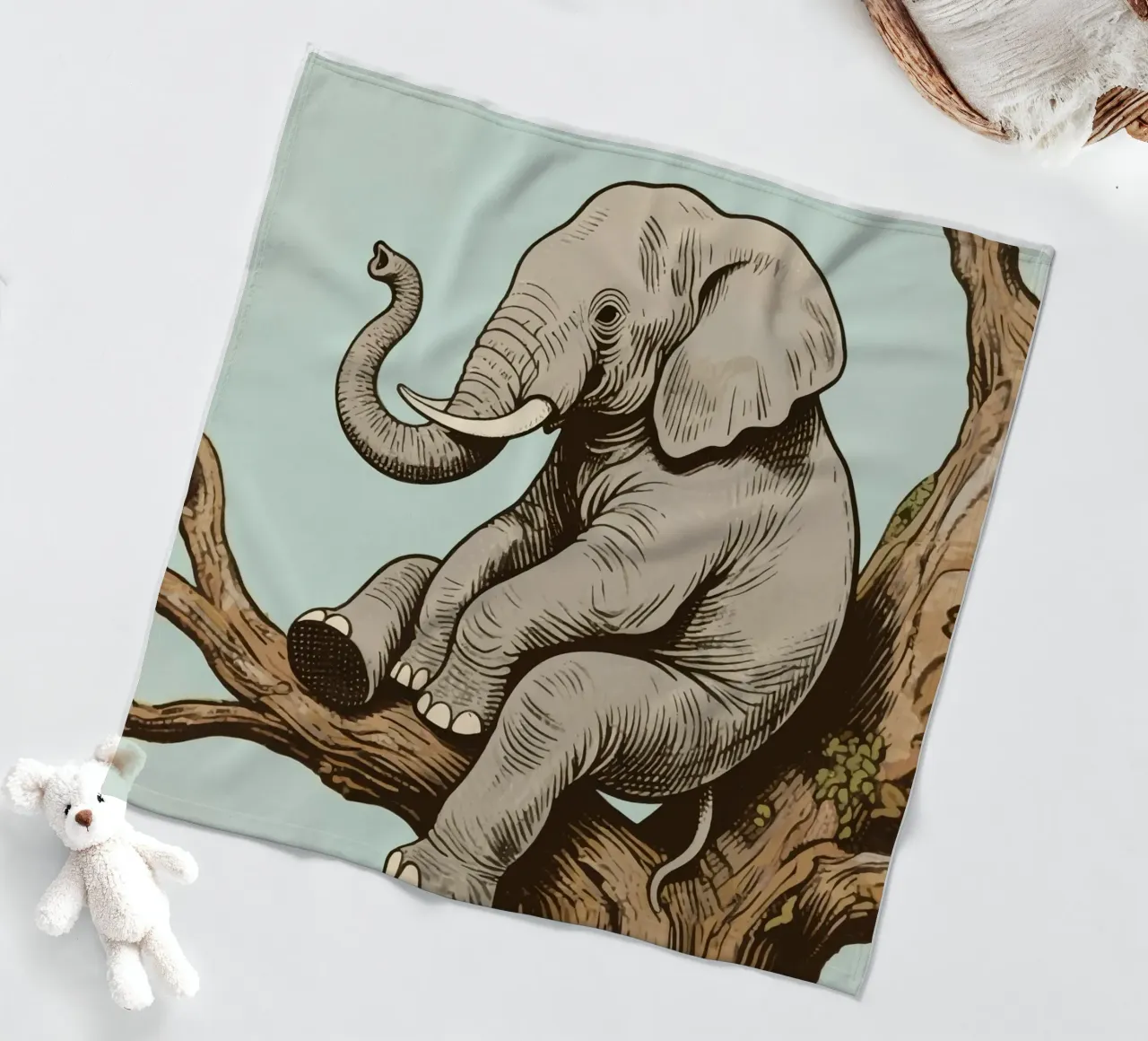 elephant on a tree coperta in pile da knowledge