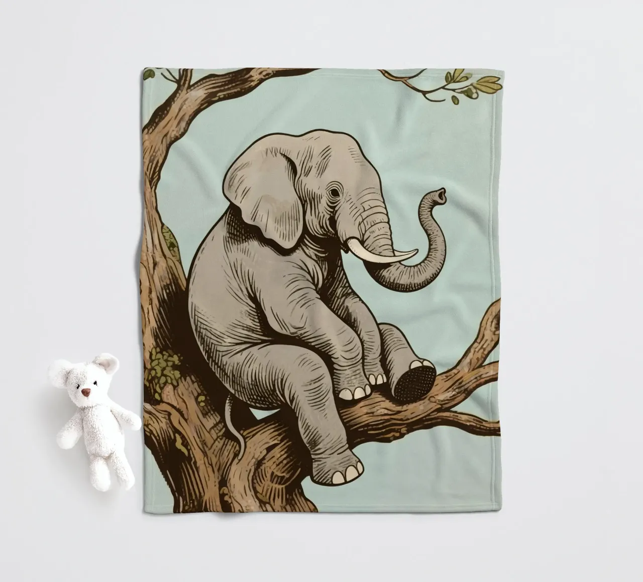 elephant on a tree coperta in pile da knowledge