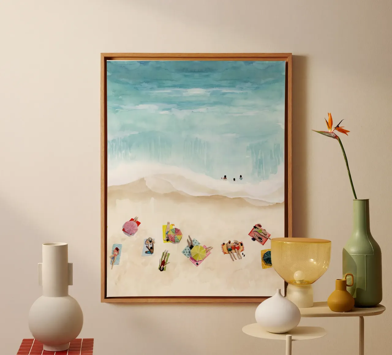 Beach Week II - Grace Popp canvas met Baklijst van medineprint