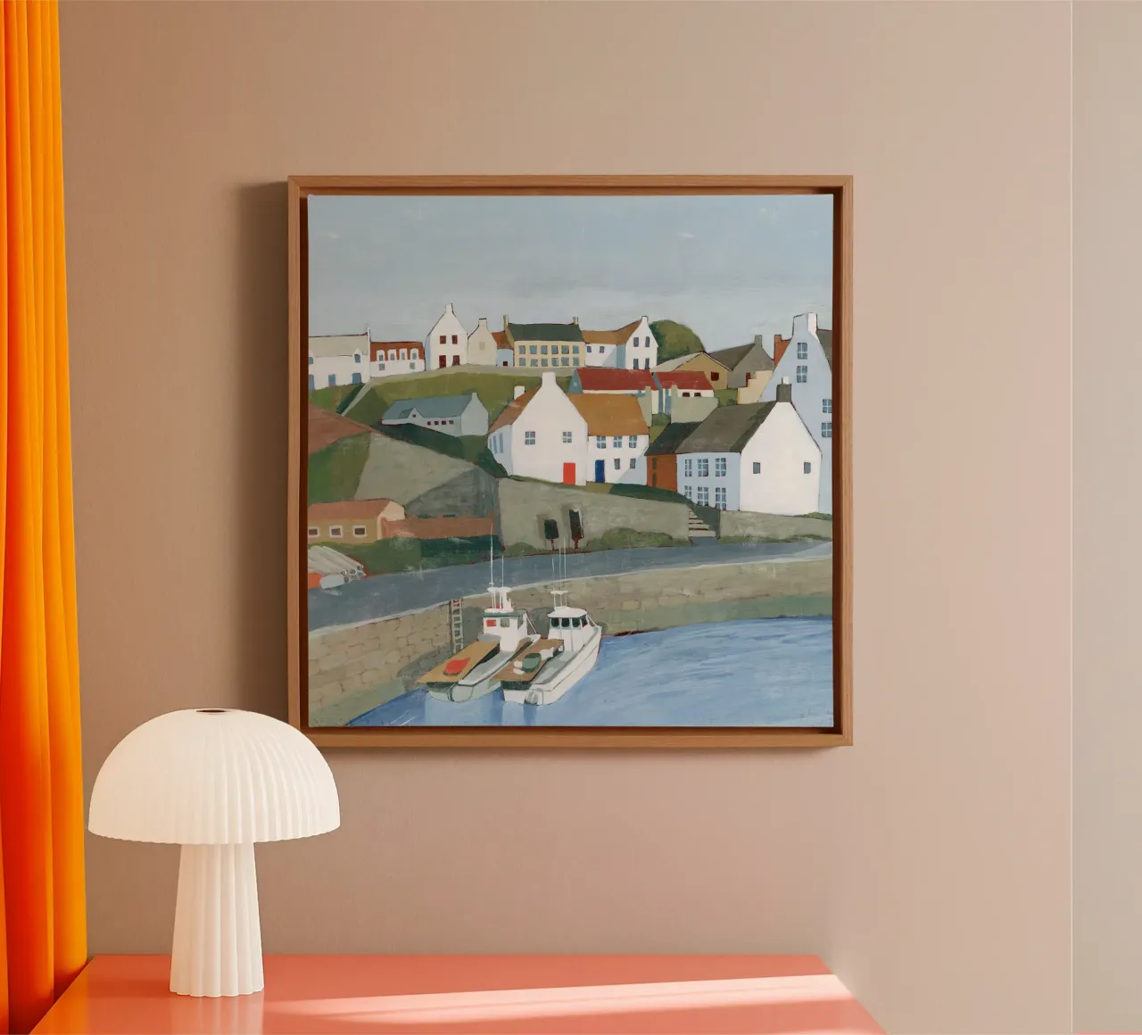Oud kustplaatsje II - Grace Popp canvas met Baklijst van medineprint