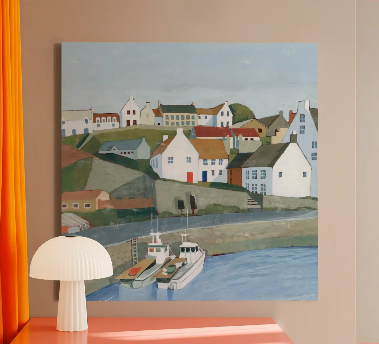 Oud kustplaatsje II - Grace Popp canvas met Baklijst van medineprint