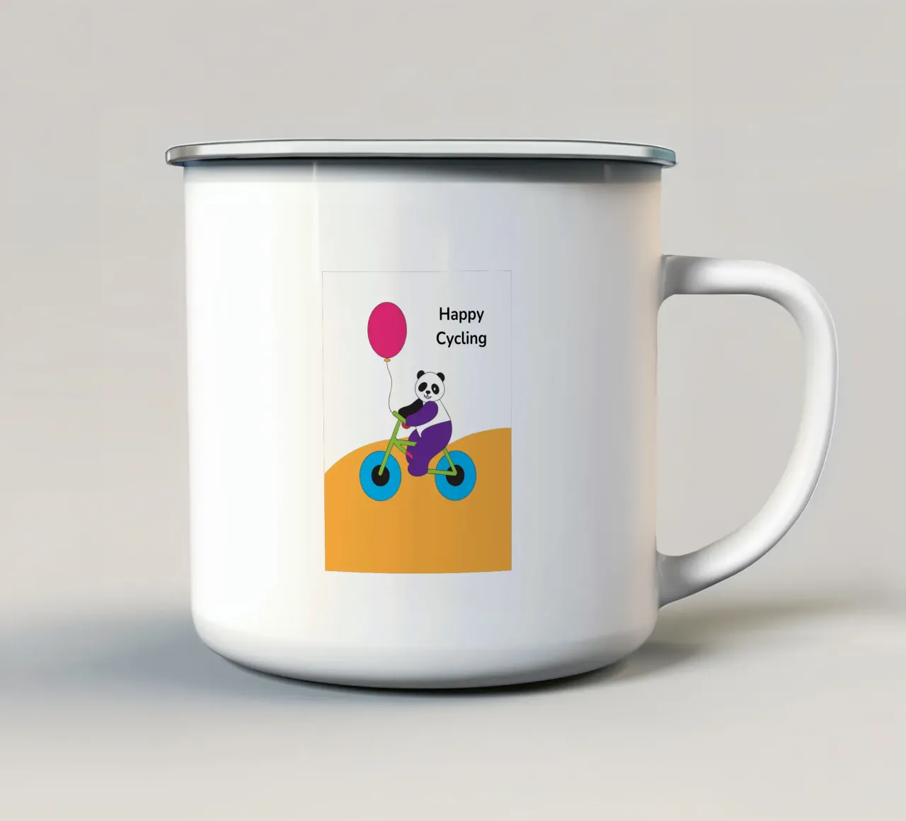 Panda in bicicletta tazza in smalto da OUR SHOP