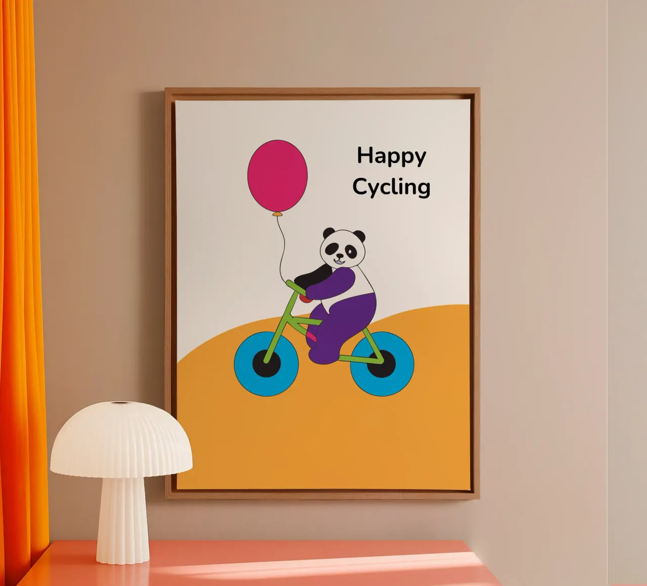 Cycling Panda canvas with Floater frame by OUR SHOP