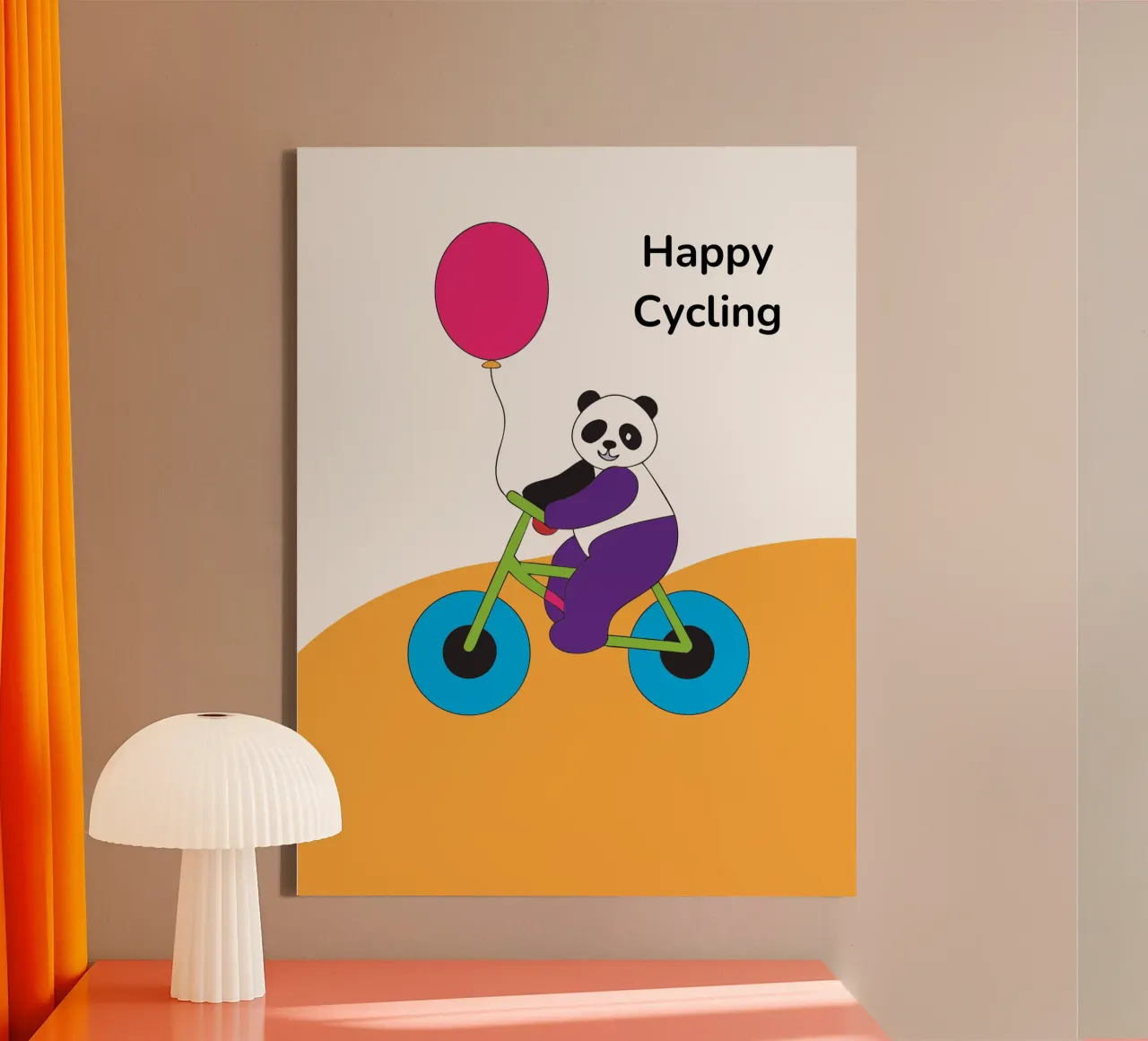 Cycling Panda canvas with Floater frame by OUR SHOP