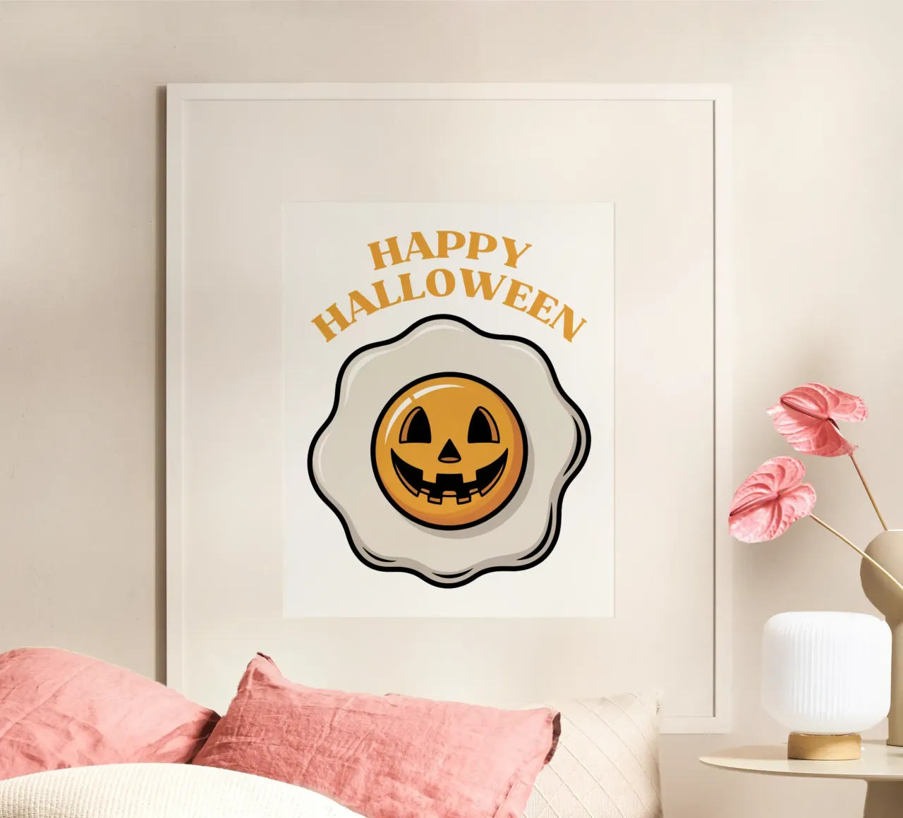 Happy Halloween poster con telaio in legno da Sasyall Graphics