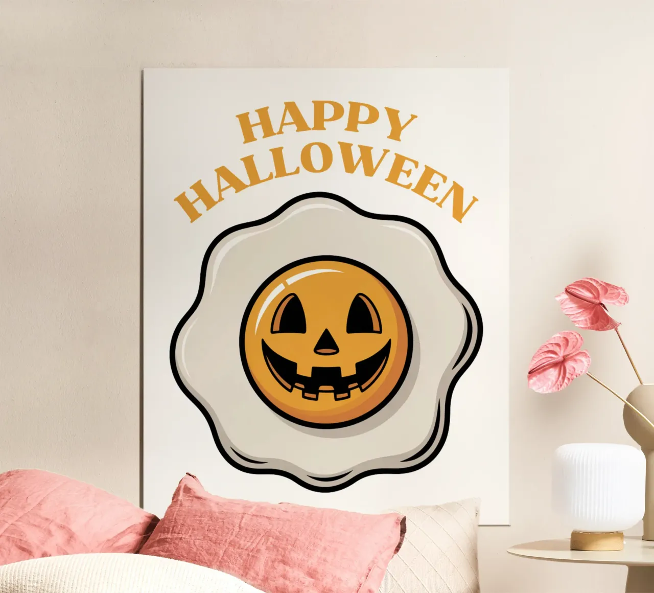 Happy Halloween poster con telaio in legno da Sasyall Graphics