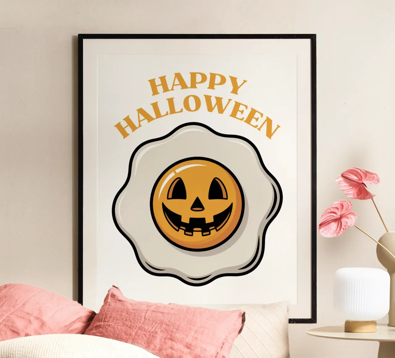 Happy Halloween poster con telaio in legno da Sasyall Graphics