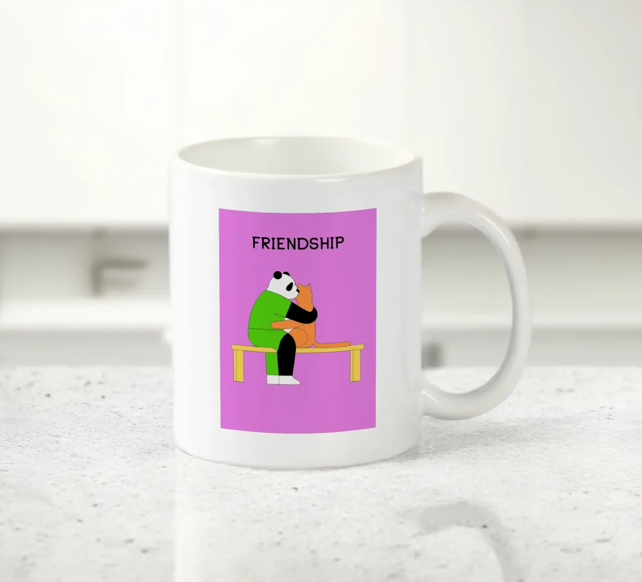 Panda che abbraccia un gatto tazza in ceramica da OUR SHOP
